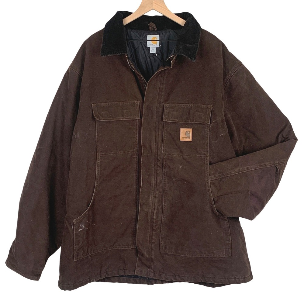 CARHARTT C26 DKB Arctic Jacket Quilt Lined Canvas Chore Men's 2XL Tall Dk Brown